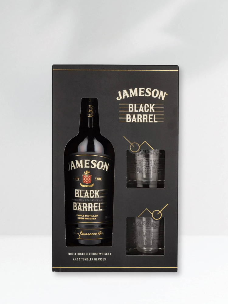 JAMESON BLACK BARREL WHISKEY  0,7L + 2 ČAŠE